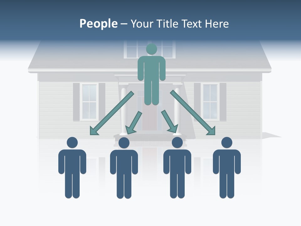 Front View Of A Plain House On A Bright, Reflective Surface. PowerPoint Template