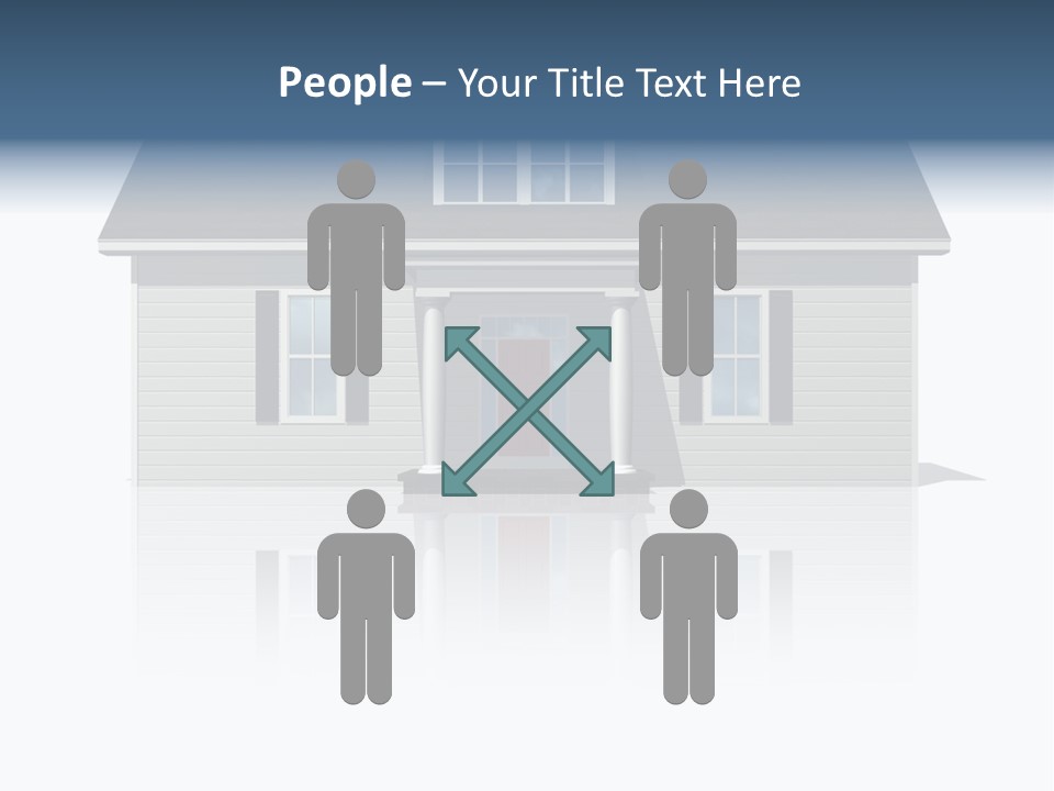 Front View Of A Plain House On A Bright, Reflective Surface. PowerPoint Template