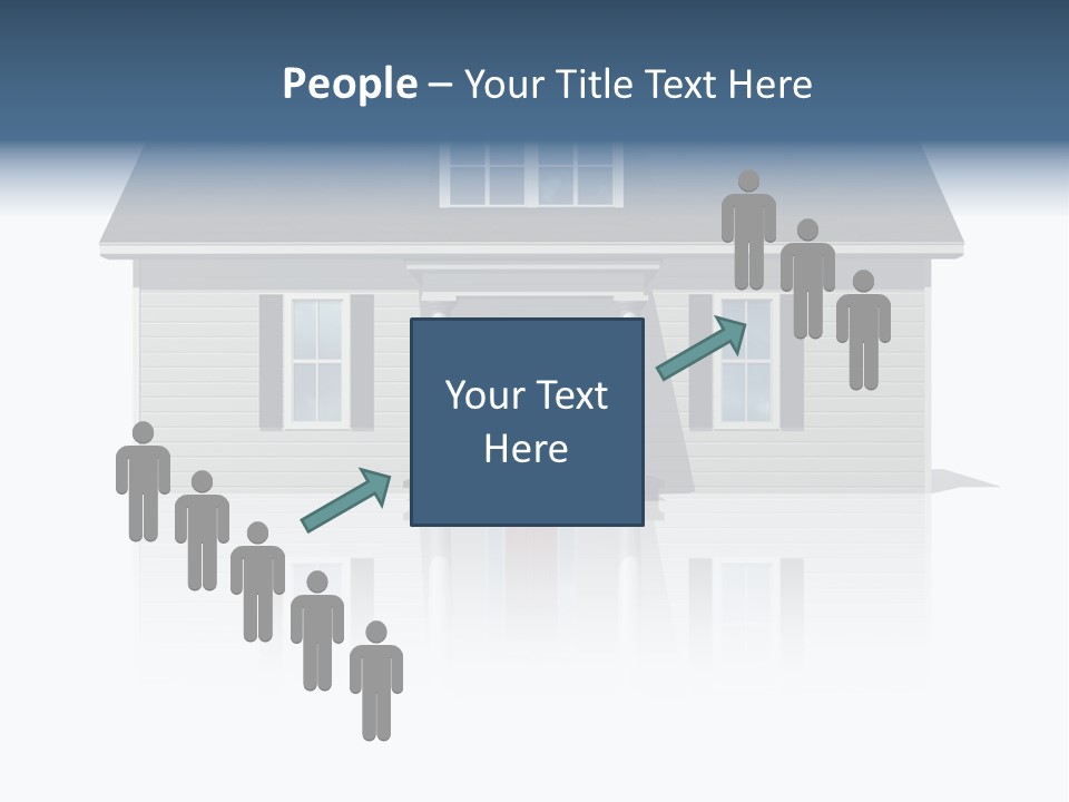 Front View Of A Plain House On A Bright, Reflective Surface. PowerPoint Template