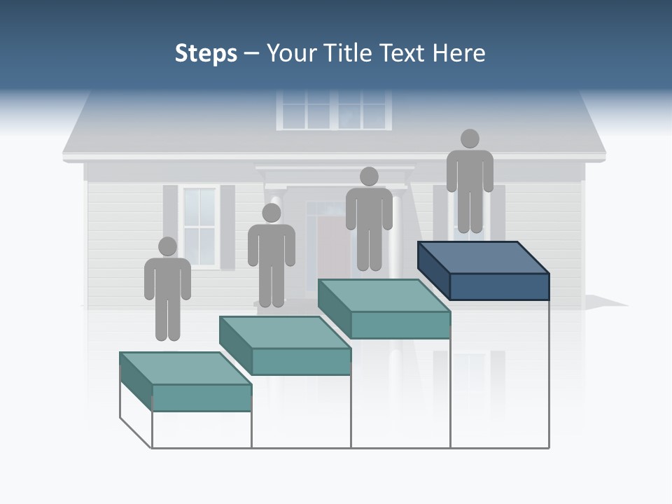 Front View Of A Plain House On A Bright, Reflective Surface. PowerPoint Template