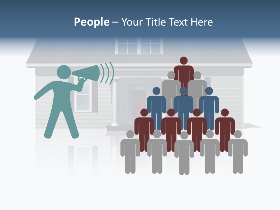 Front View Of A Plain House On A Bright, Reflective Surface. PowerPoint Template