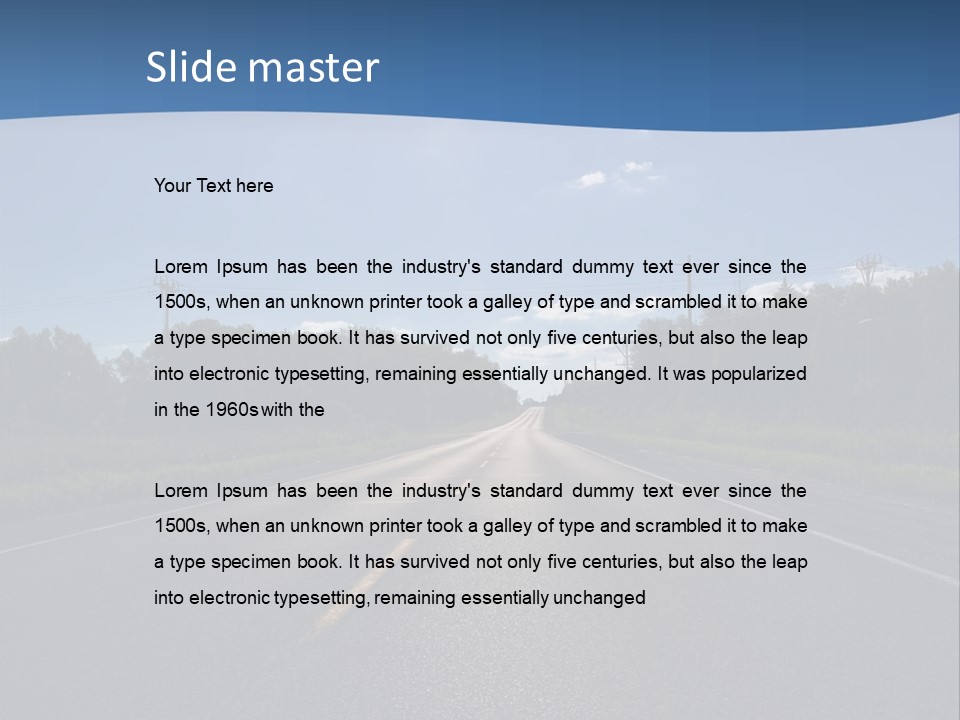 Empty Road In A Country Side Against Bright Sun. Visible Lens Flare. PowerPoint Template