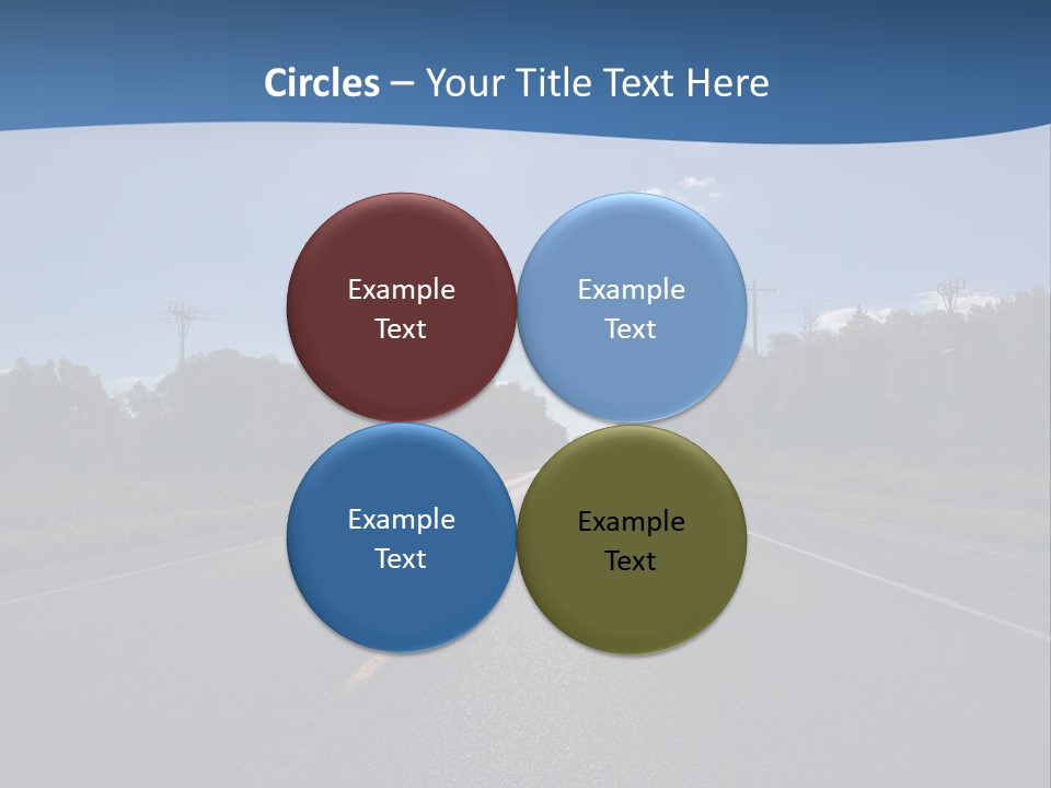 Empty Road In A Country Side Against Bright Sun. Visible Lens Flare. PowerPoint Template