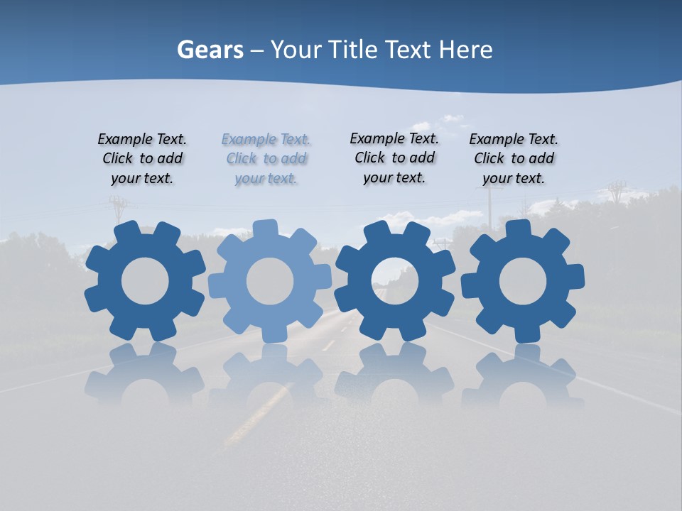 Empty Road In A Country Side Against Bright Sun. Visible Lens Flare. PowerPoint Template