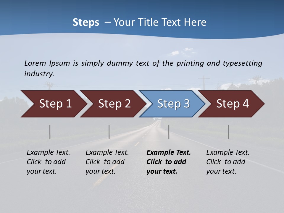 Empty Road In A Country Side Against Bright Sun. Visible Lens Flare. PowerPoint Template