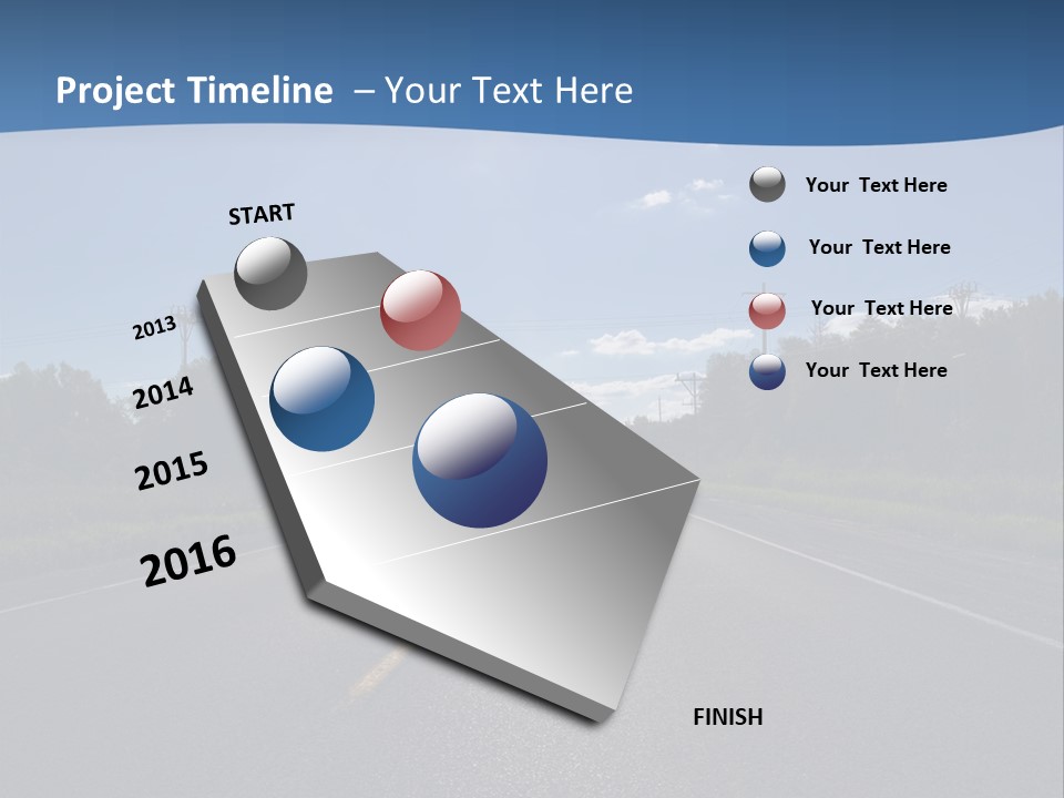 Empty Road In A Country Side Against Bright Sun. Visible Lens Flare. PowerPoint Template
