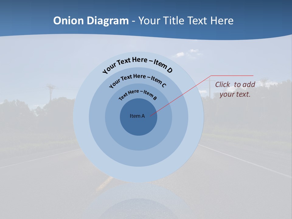 Empty Road In A Country Side Against Bright Sun. Visible Lens Flare. PowerPoint Template