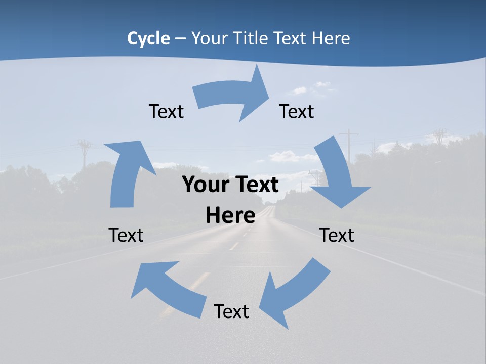 Empty Road In A Country Side Against Bright Sun. Visible Lens Flare. PowerPoint Template
