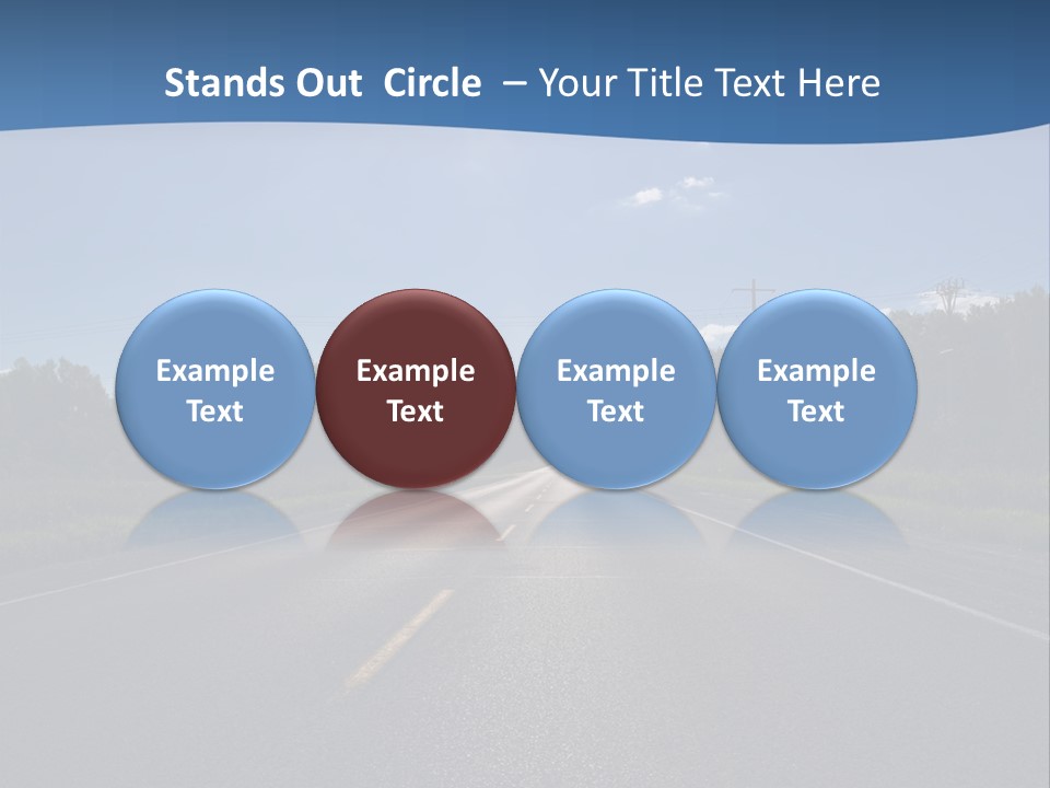 Empty Road In A Country Side Against Bright Sun. Visible Lens Flare. PowerPoint Template