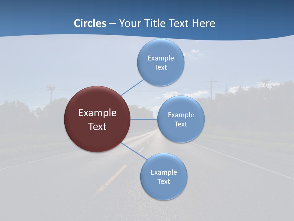 Empty Road In A Country Side Against Bright Sun. Visible Lens Flare. PowerPoint Template