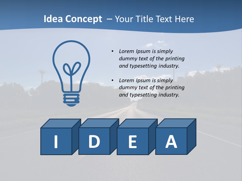 Empty Road In A Country Side Against Bright Sun. Visible Lens Flare. PowerPoint Template