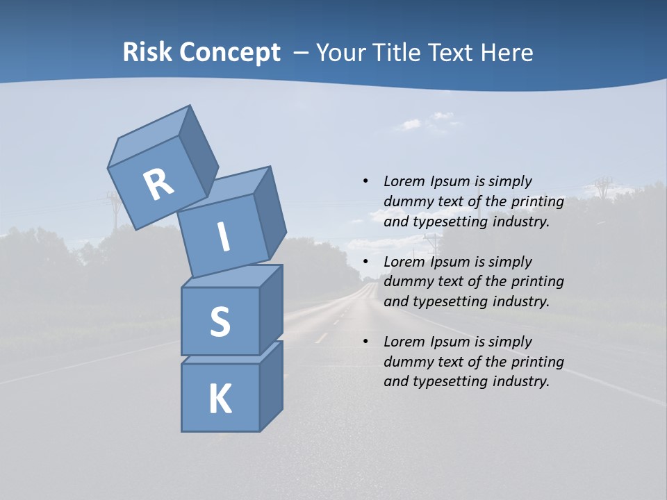 Empty Road In A Country Side Against Bright Sun. Visible Lens Flare. PowerPoint Template