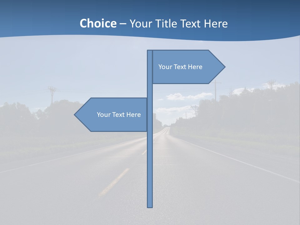 Empty Road In A Country Side Against Bright Sun. Visible Lens Flare. PowerPoint Template