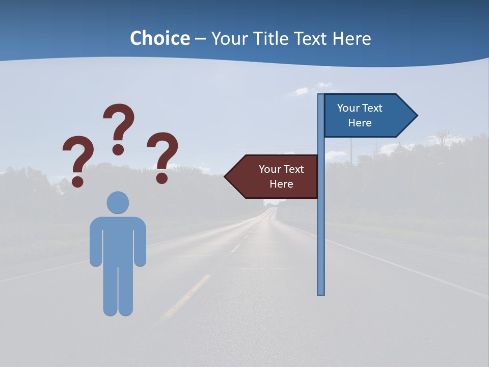 Empty Road In A Country Side Against Bright Sun. Visible Lens Flare. PowerPoint Template