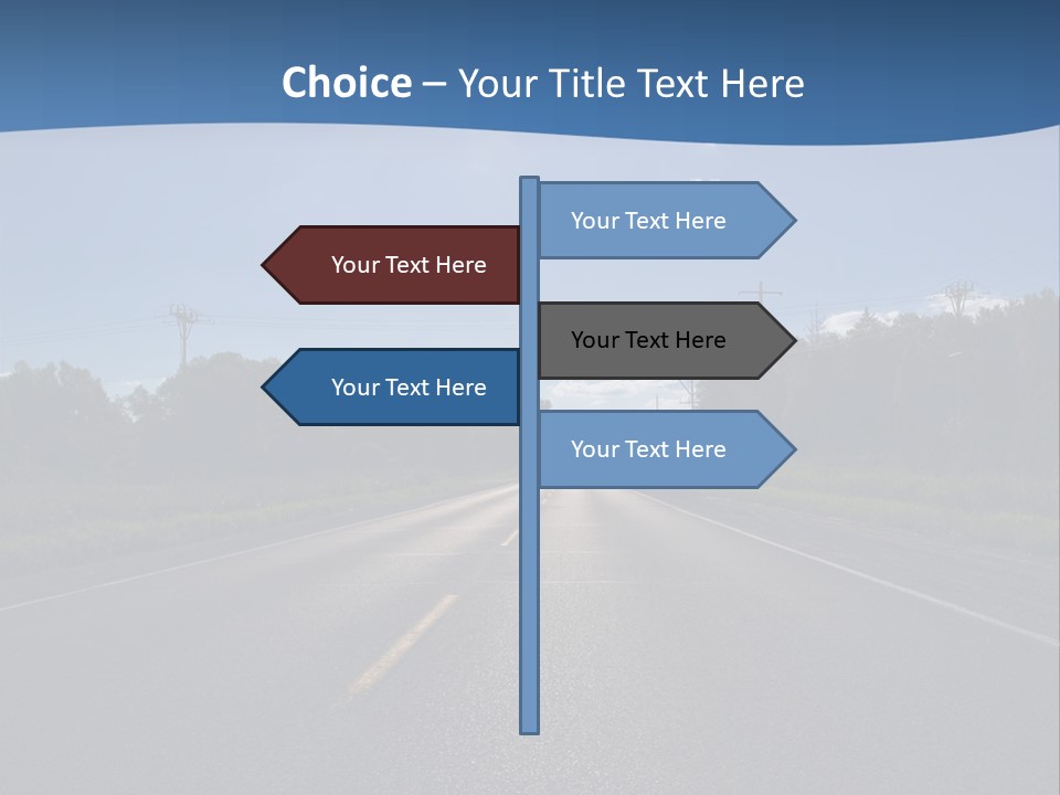 Empty Road In A Country Side Against Bright Sun. Visible Lens Flare. PowerPoint Template