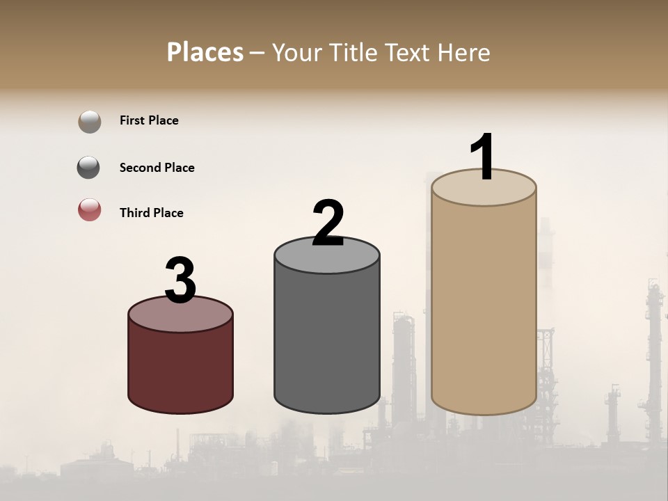 Oil Refinery In The Middle Of Fog, Clouds And Pollution PowerPoint Template
