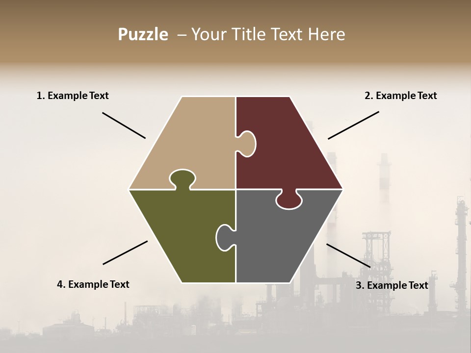 Oil Refinery In The Middle Of Fog, Clouds And Pollution PowerPoint Template