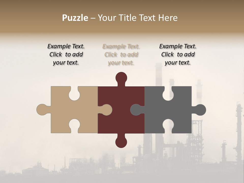 Oil Refinery In The Middle Of Fog, Clouds And Pollution PowerPoint Template