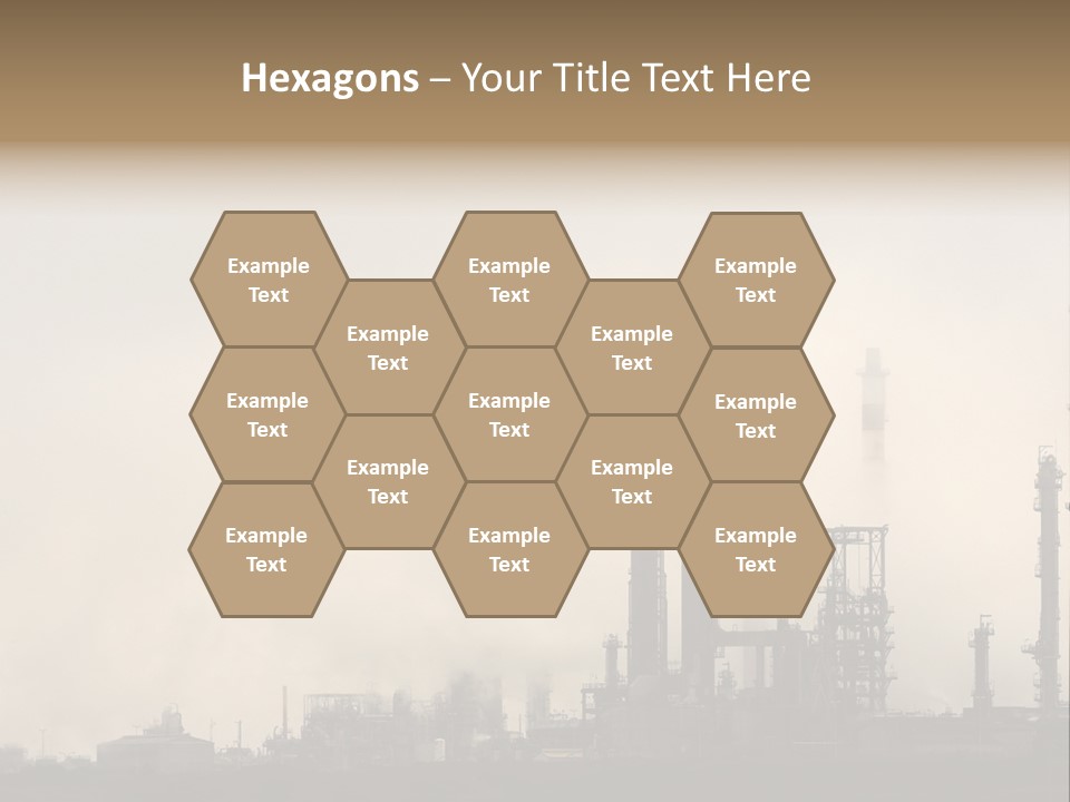 Oil Refinery In The Middle Of Fog, Clouds And Pollution PowerPoint Template