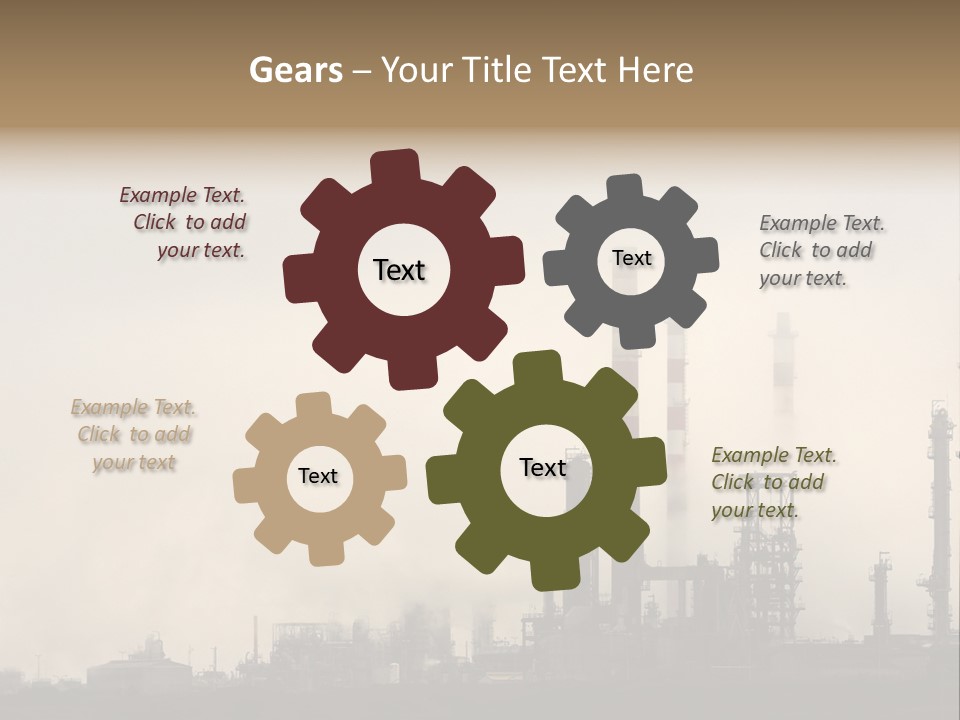 Oil Refinery In The Middle Of Fog, Clouds And Pollution PowerPoint Template