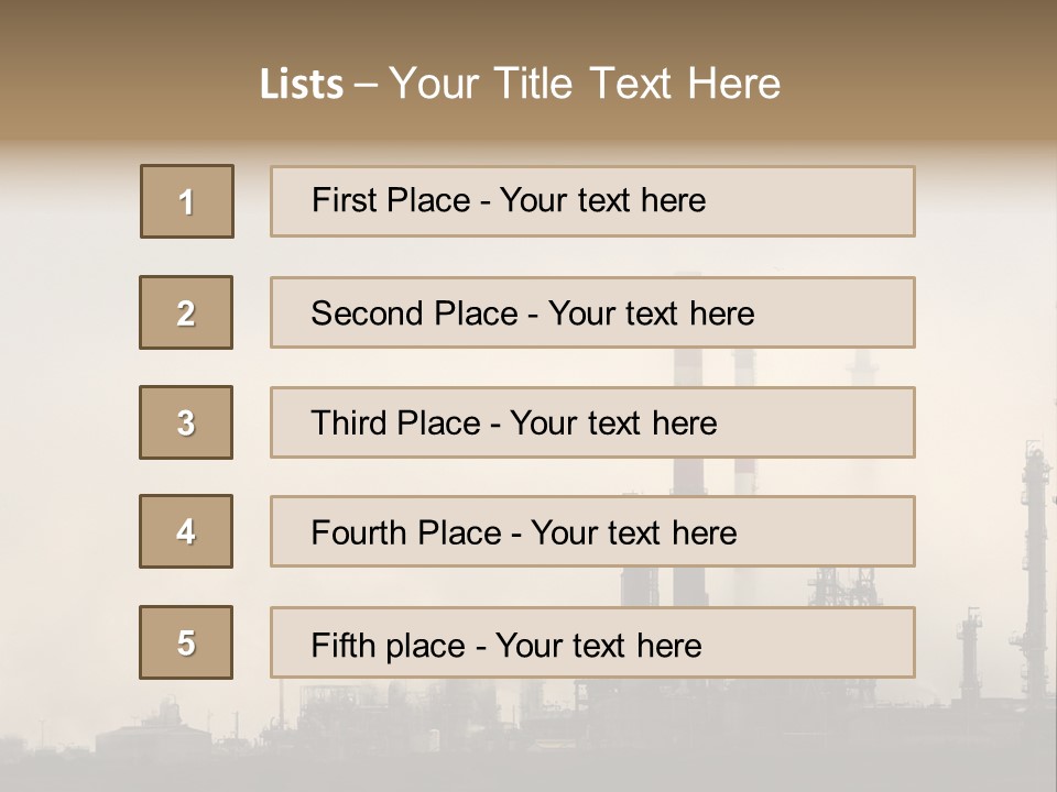 Oil Refinery In The Middle Of Fog, Clouds And Pollution PowerPoint Template