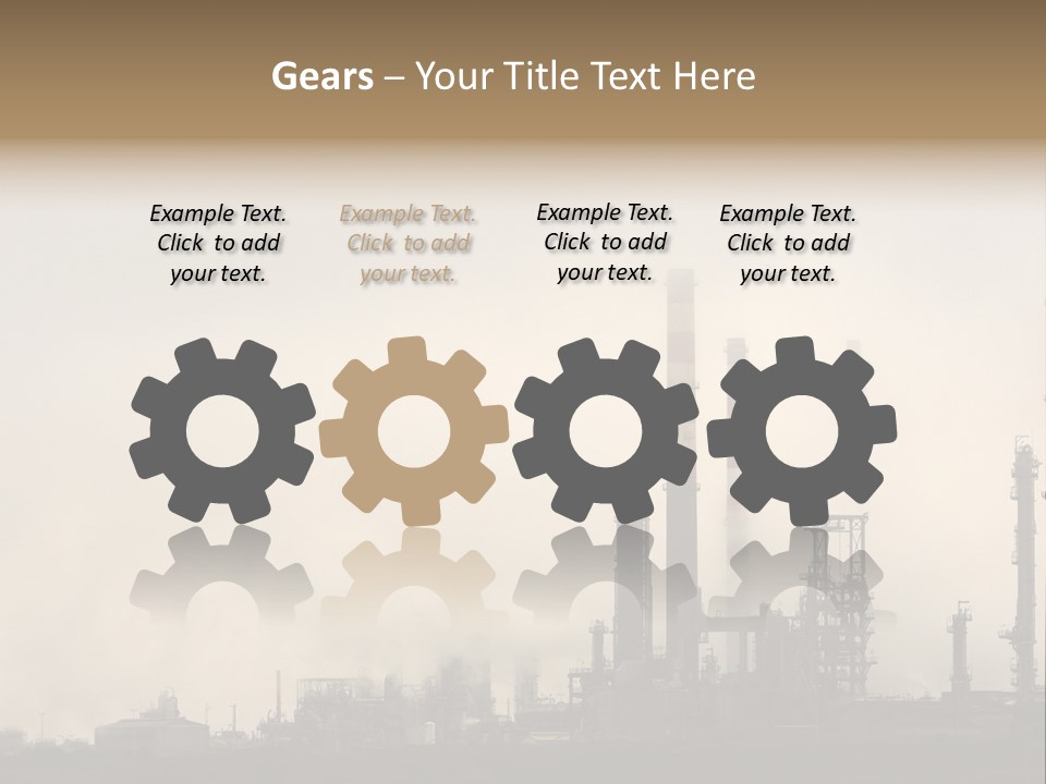 Oil Refinery In The Middle Of Fog, Clouds And Pollution PowerPoint Template