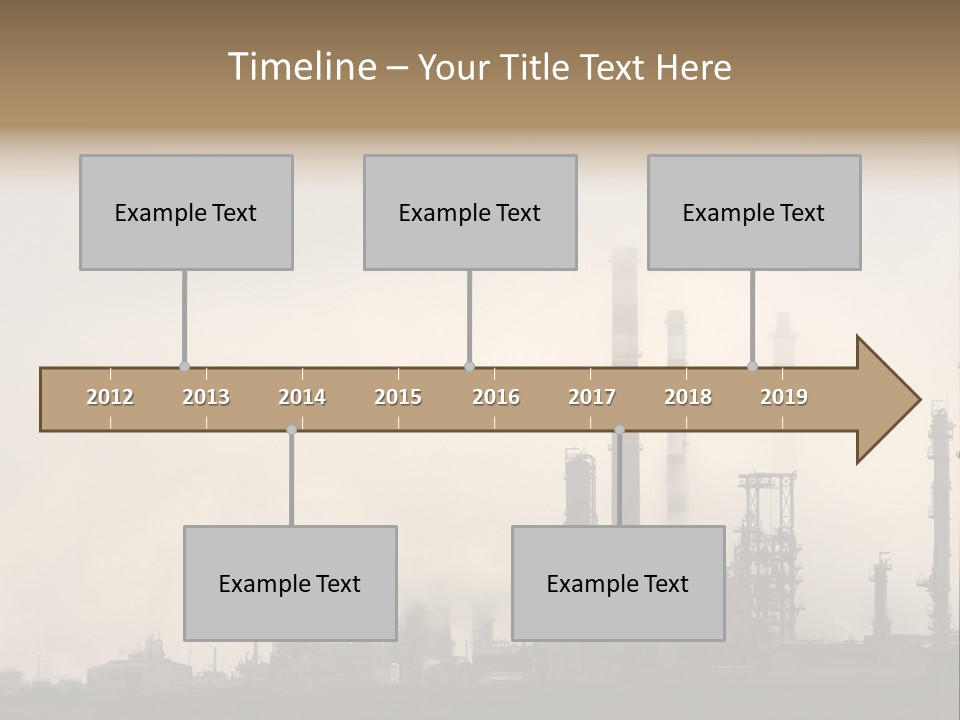 Oil Refinery In The Middle Of Fog, Clouds And Pollution PowerPoint Template