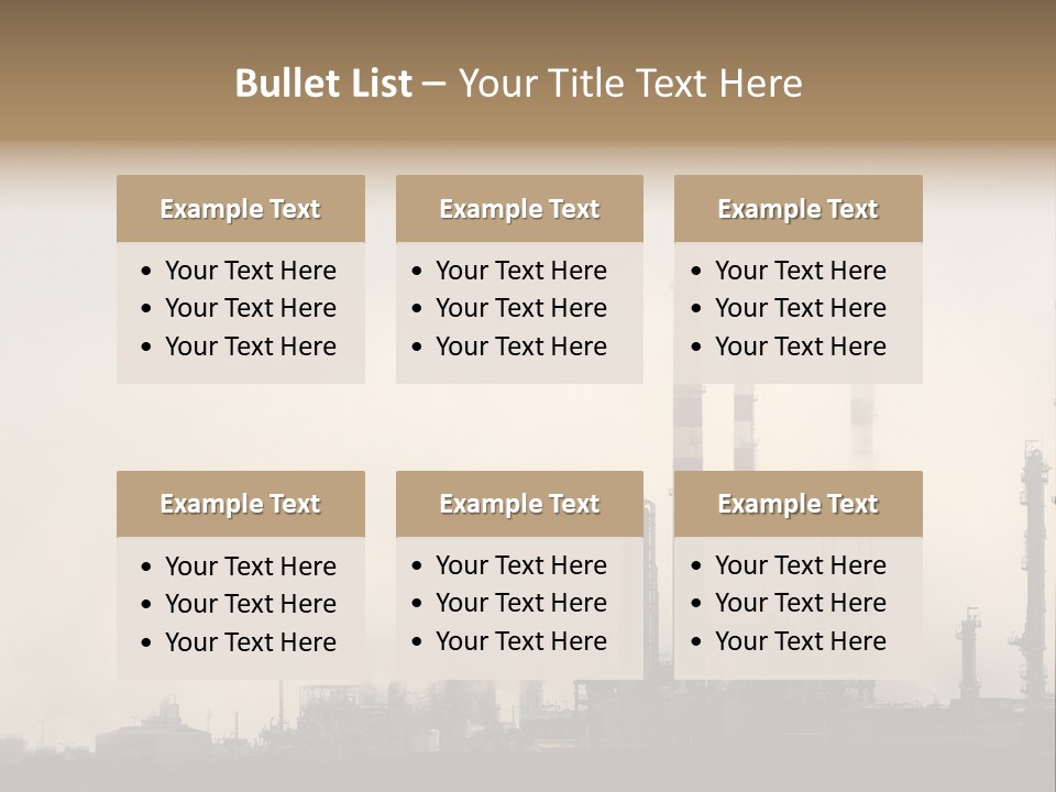 Oil Refinery In The Middle Of Fog, Clouds And Pollution PowerPoint Template