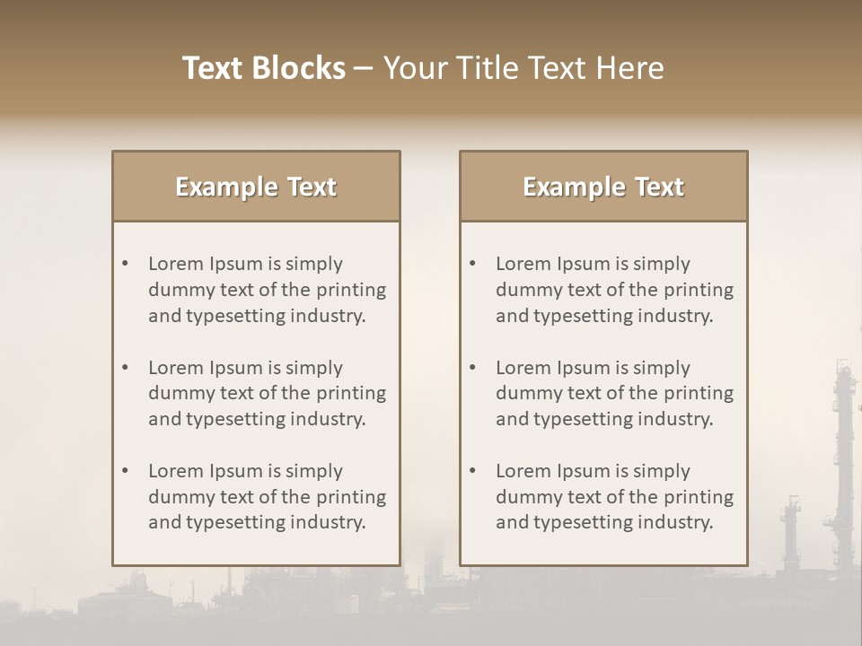 Oil Refinery In The Middle Of Fog, Clouds And Pollution PowerPoint Template