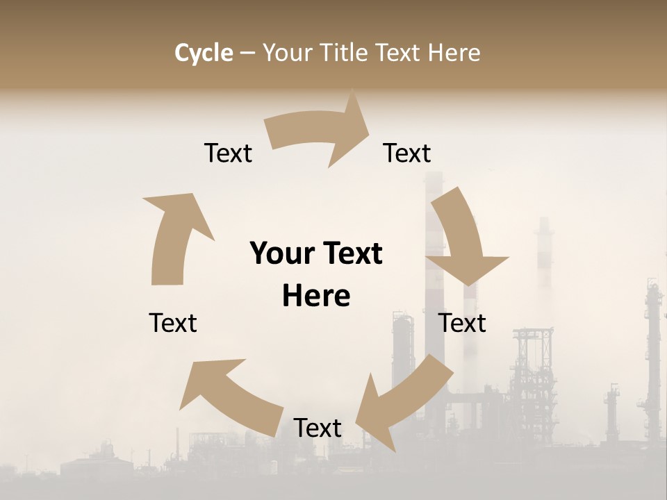 Oil Refinery In The Middle Of Fog, Clouds And Pollution PowerPoint Template