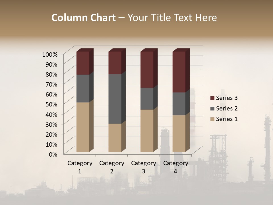 Oil Refinery In The Middle Of Fog, Clouds And Pollution PowerPoint Template