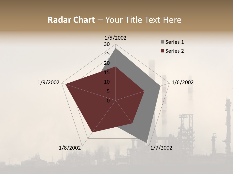 Oil Refinery In The Middle Of Fog, Clouds And Pollution PowerPoint Template