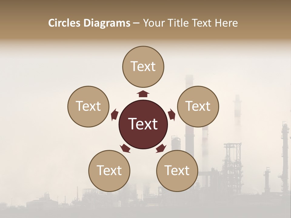 Oil Refinery In The Middle Of Fog, Clouds And Pollution PowerPoint Template