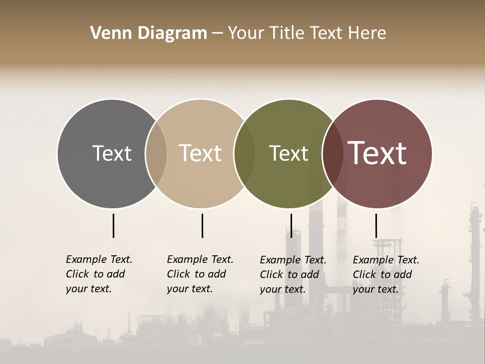 Oil Refinery In The Middle Of Fog, Clouds And Pollution PowerPoint Template