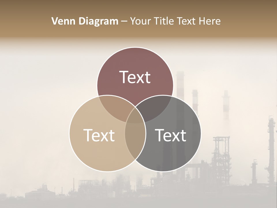 Oil Refinery In The Middle Of Fog, Clouds And Pollution PowerPoint Template