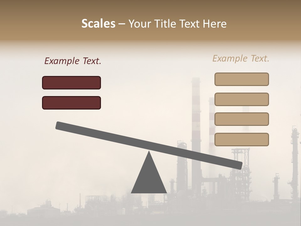Oil Refinery In The Middle Of Fog, Clouds And Pollution PowerPoint Template