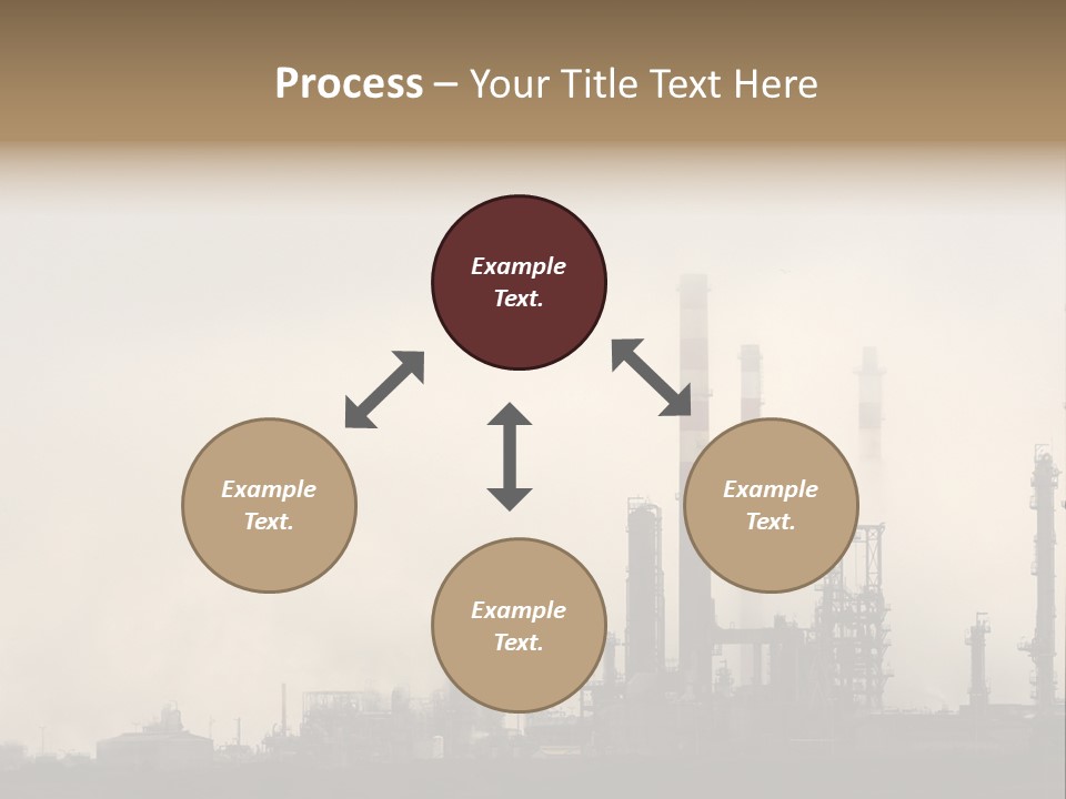 Oil Refinery In The Middle Of Fog, Clouds And Pollution PowerPoint Template