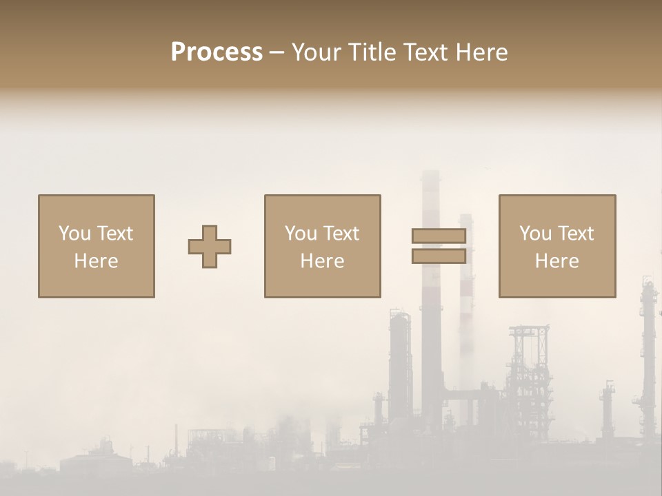 Oil Refinery In The Middle Of Fog, Clouds And Pollution PowerPoint Template
