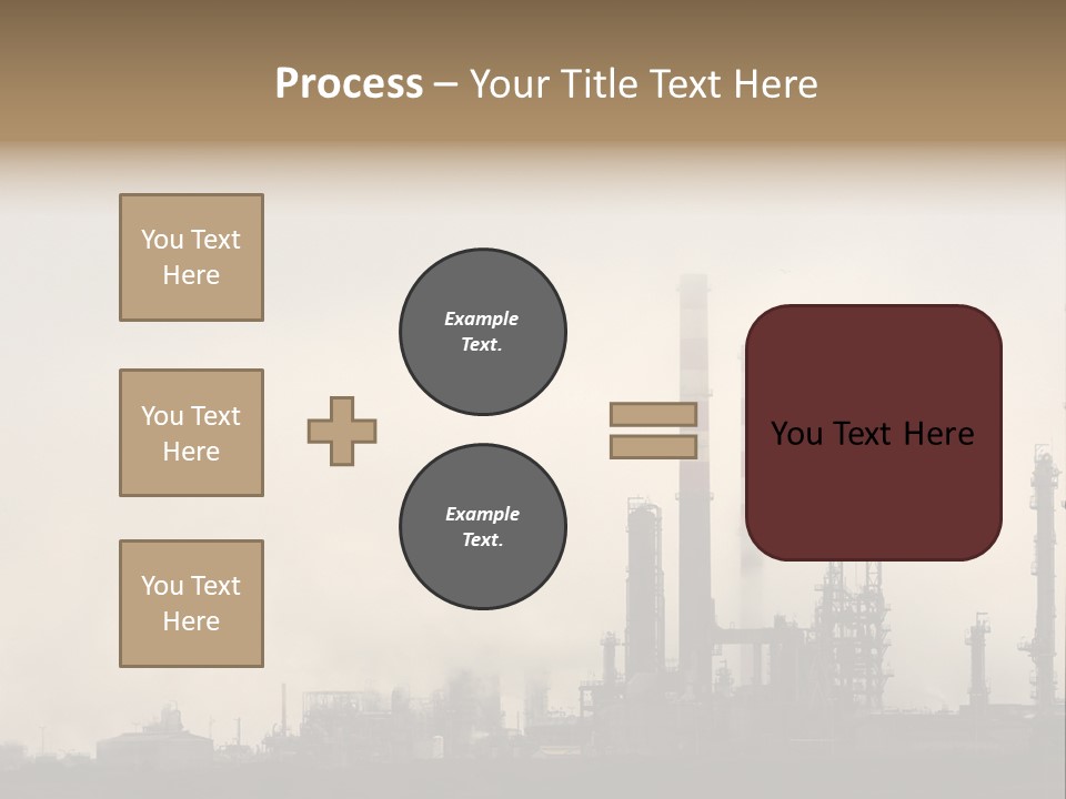 Oil Refinery In The Middle Of Fog, Clouds And Pollution PowerPoint Template