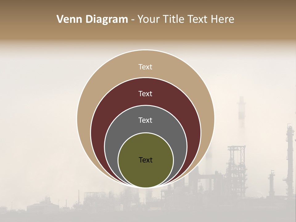 Oil Refinery In The Middle Of Fog, Clouds And Pollution PowerPoint Template