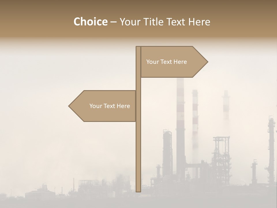 Oil Refinery In The Middle Of Fog, Clouds And Pollution PowerPoint Template