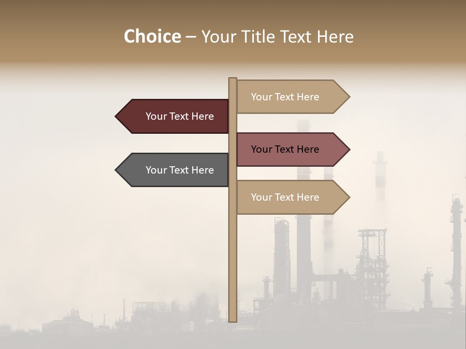 Oil Refinery In The Middle Of Fog, Clouds And Pollution PowerPoint Template
