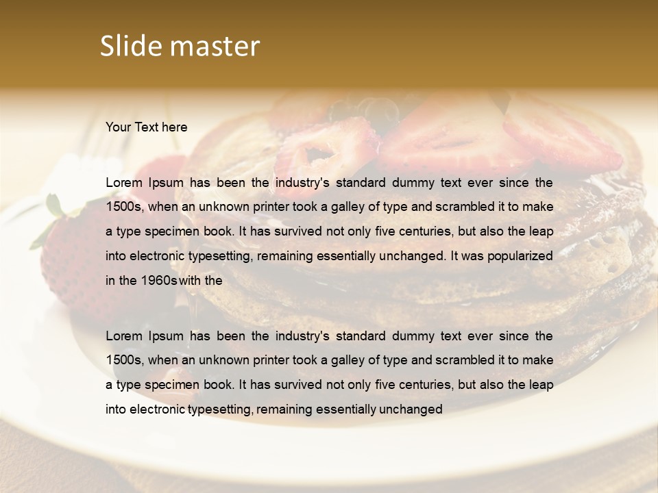 Stack Of Buckwheat Pancakes With Fresh Berries And Maple Syrup PowerPoint Template