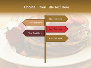 Stack Of Buckwheat Pancakes With Fresh Berries And Maple Syrup PowerPoint Template