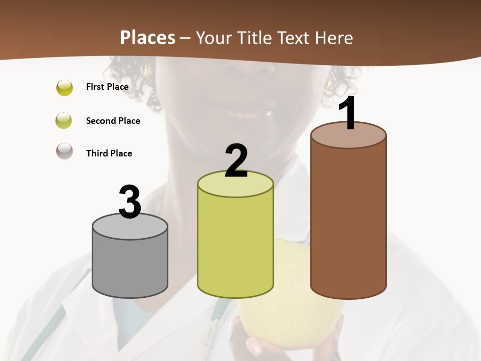 African American Female Doctor And Apple A Over White Background PowerPoint Template