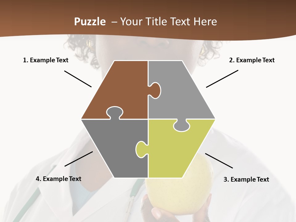 African American Female Doctor And Apple A Over White Background PowerPoint Template