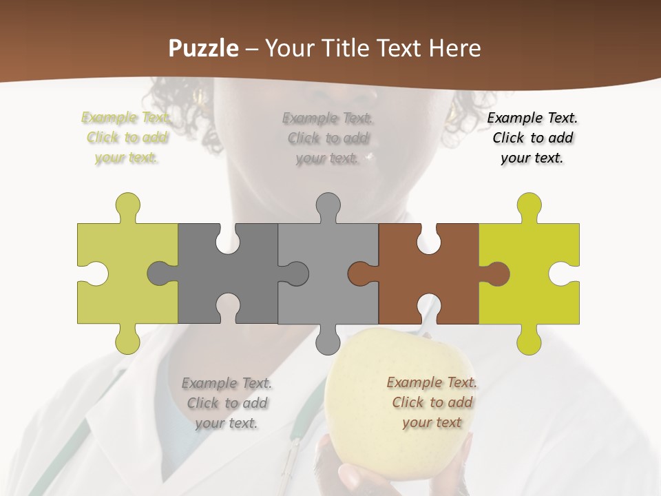 African American Female Doctor And Apple A Over White Background PowerPoint Template