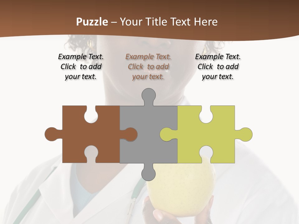 African American Female Doctor And Apple A Over White Background PowerPoint Template