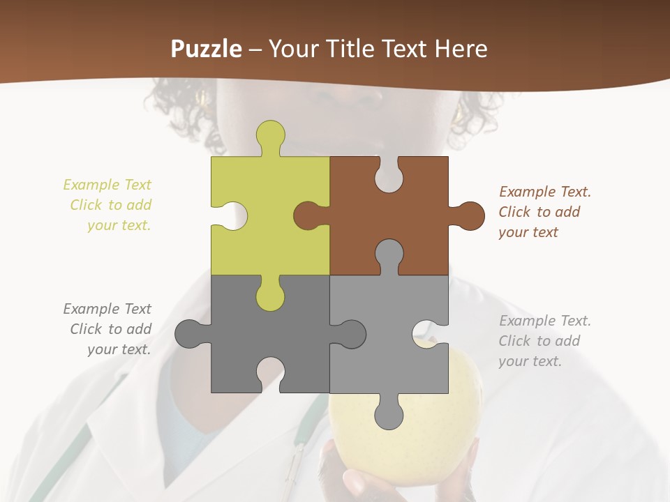 African American Female Doctor And Apple A Over White Background PowerPoint Template