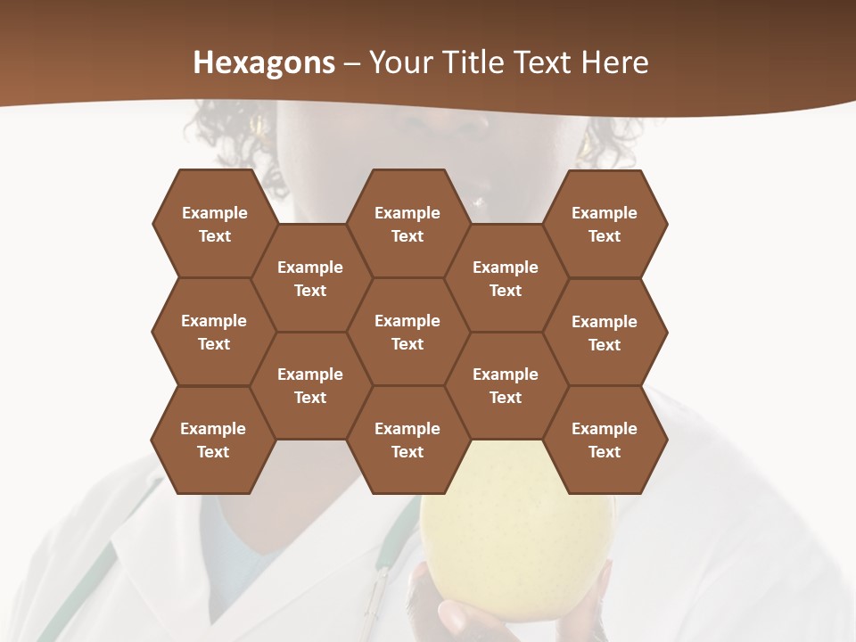 African American Female Doctor And Apple A Over White Background PowerPoint Template